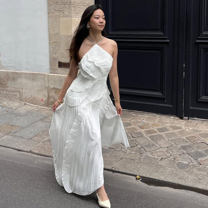 SOKYND Kris Halter Strap Ruffled Tule Dress Dressesxh1772777205896637313WhiteXS