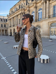 Linda Leopard Faux Fur Lapel Coat