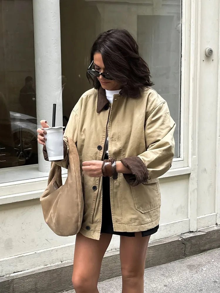 SOKYND Linda Vintage Utility Canvas Jacket JacketSOKYND-119895-BEI-M-51703BeigeM