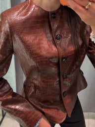 Lola Croc Embossed Faux Leather Jacket