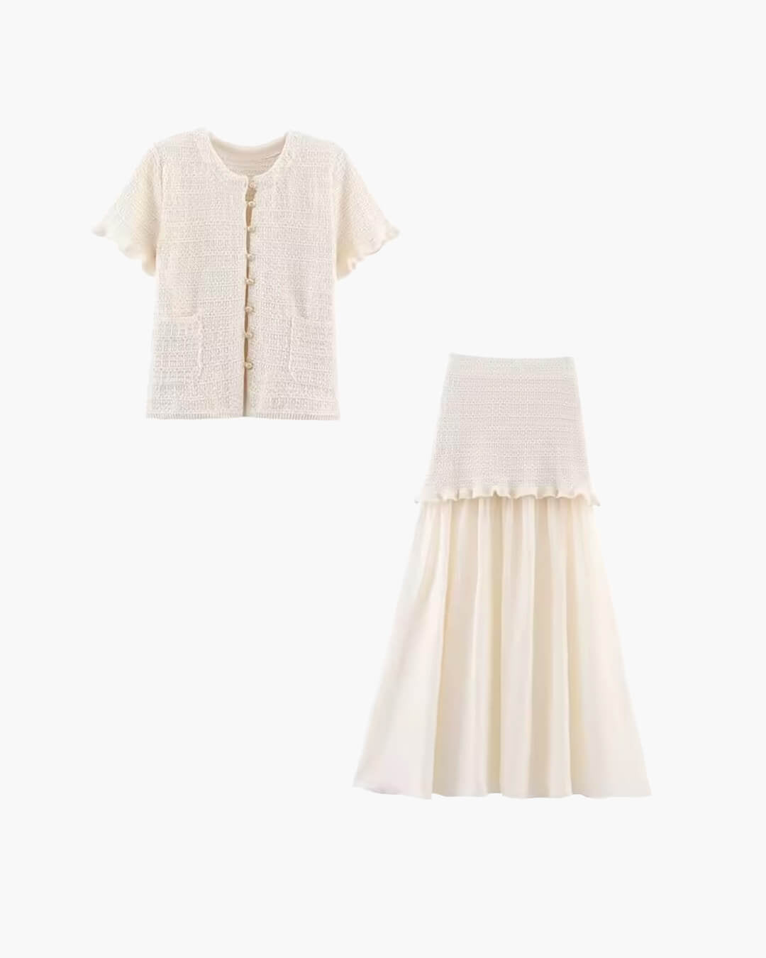 SOKYND Luella Knitted Tank Pleated Skirt Set Matching SetsPink SetM