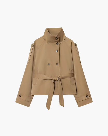 SOKYND Mara Stand Collar Crop Trenchcoat Coats & JacketsXA1774219786663624301BeigeS