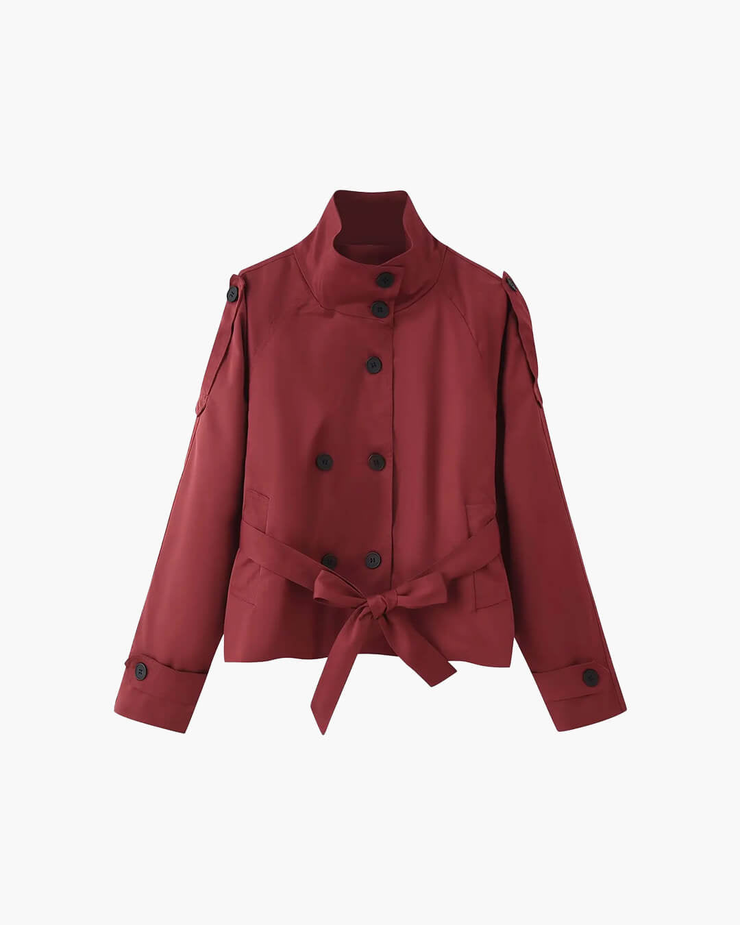 Mara cropped trench coat in olive | SOKYND