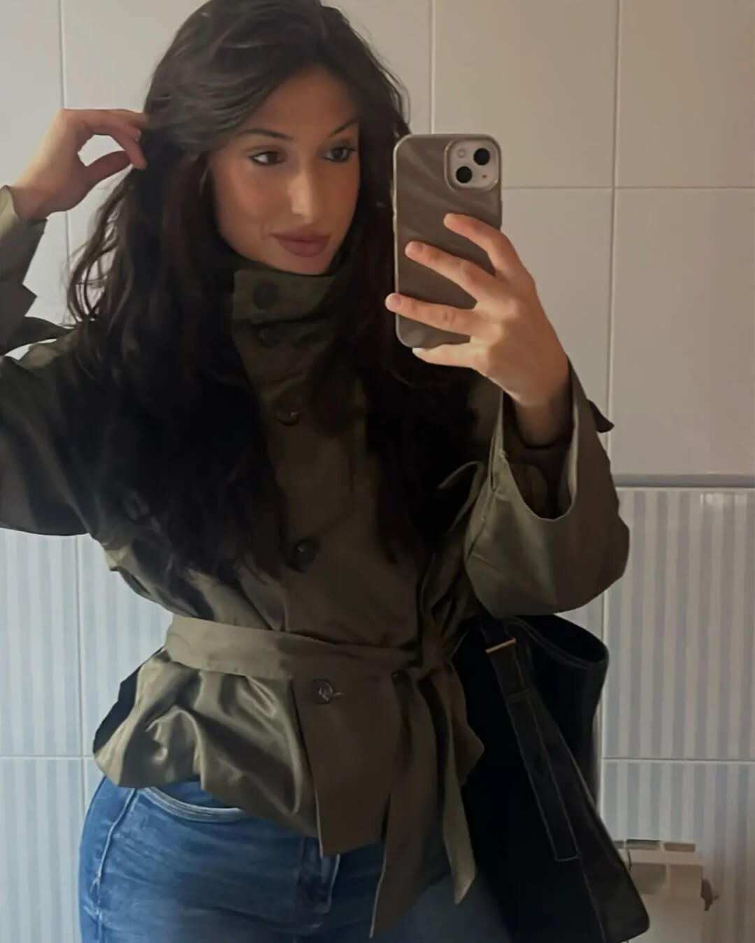 SOKYND Mara Stand Collar Crop Trenchcoat Coats & JacketsaI1774219786664692113OliveM