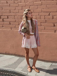 Marigold Lace Patchwork Satin Shorts