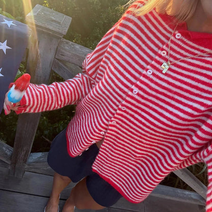 SOKYND Marivic Striped Cardigan Sweaters & CardigansRedM