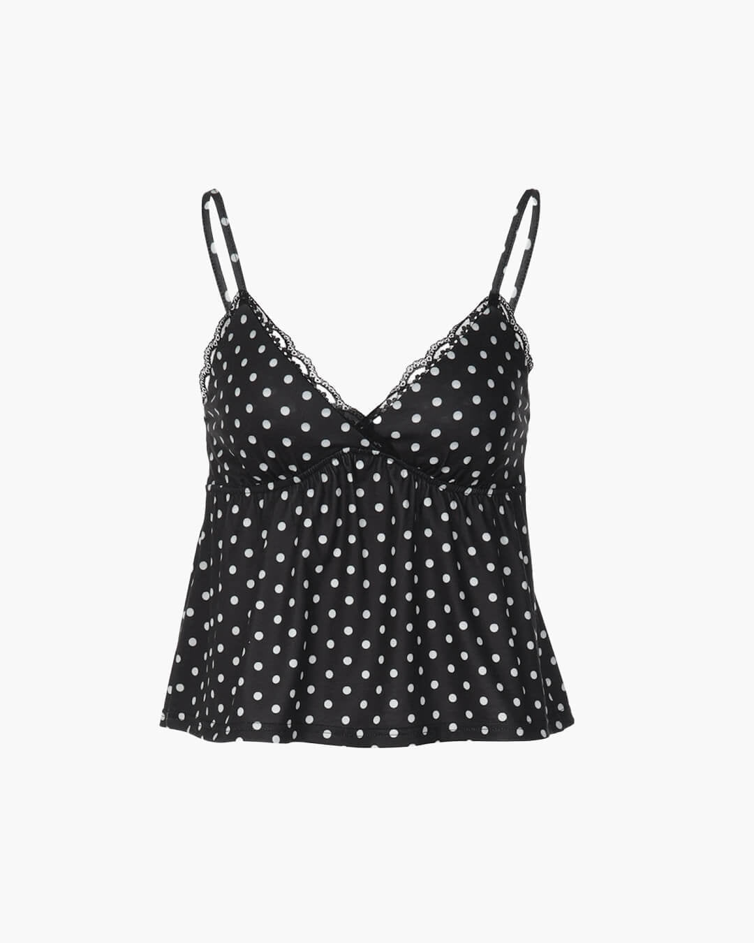 SOKYND Maya Dot Print Lace Trim Camisole TopSOKYND-021079-BLA-L-73495BlackL