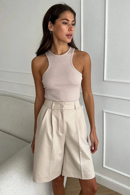 SOKYND Meghan High Waist Pleated Shorts Bottoms1005005675302846-;dA1774905278646140260WhiteS