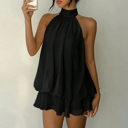 SOKYND Melisande Halter Backless Mini Dress DressBlackS