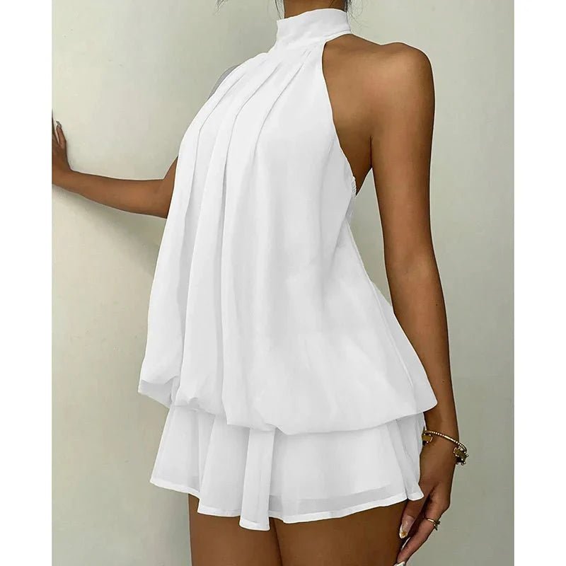 SOKYND Melisande Halter Backless Mini Dress DressWhiteS