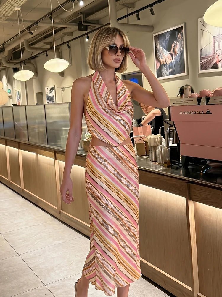 SOKYND Meredith Bohemian Striped Satin Set Matching SetsSOKYND-574679-SET-XS-55223Set (Top + Skirt)XS