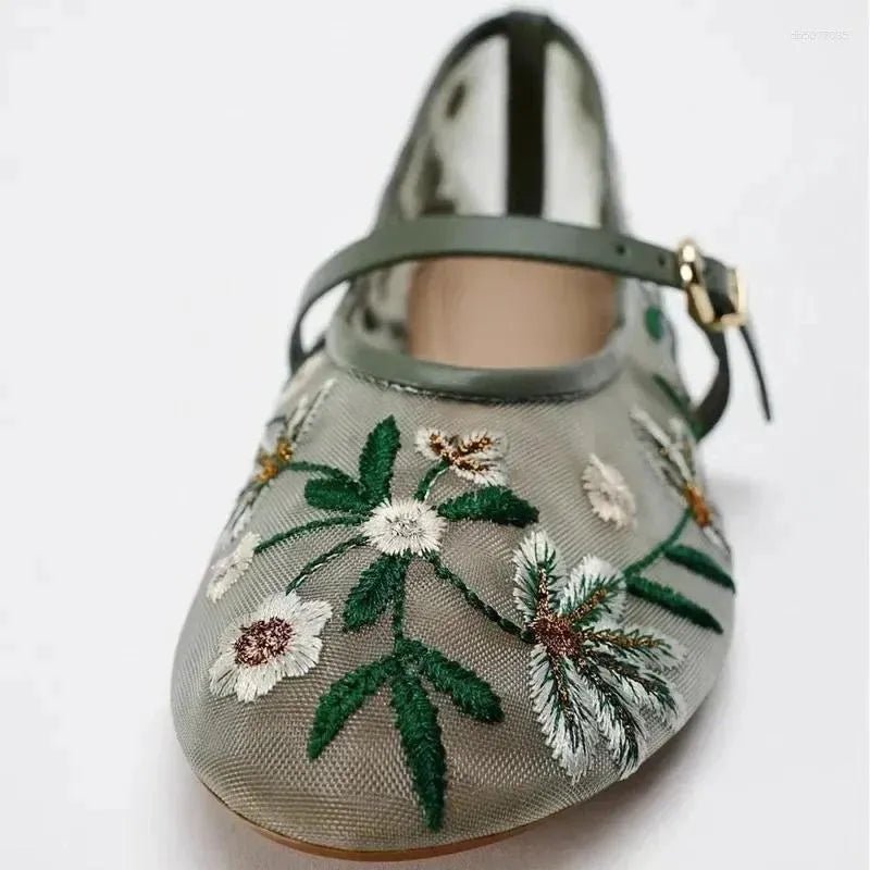 SOKYND Mia Embroidered Ballet Flats ShoesoZ1772777205919441241Green36