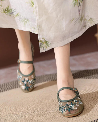 SOKYND Mia Embroidered Ballet Flats ShoesHU1772777205919694327Green39