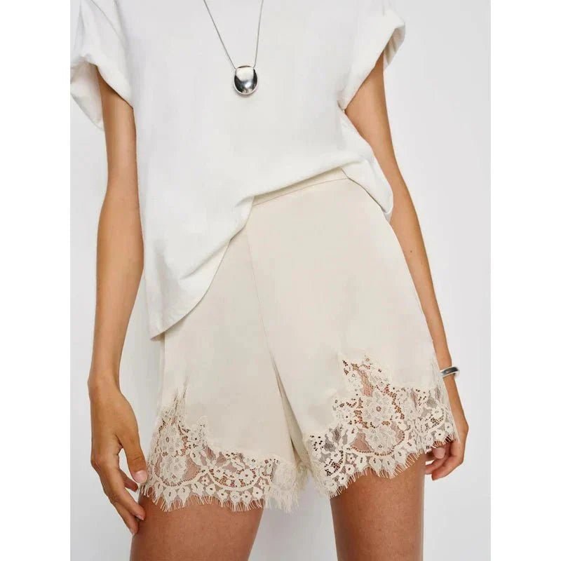 SOKYND Moira Satin Lounge Shorts BottomsBeigeS