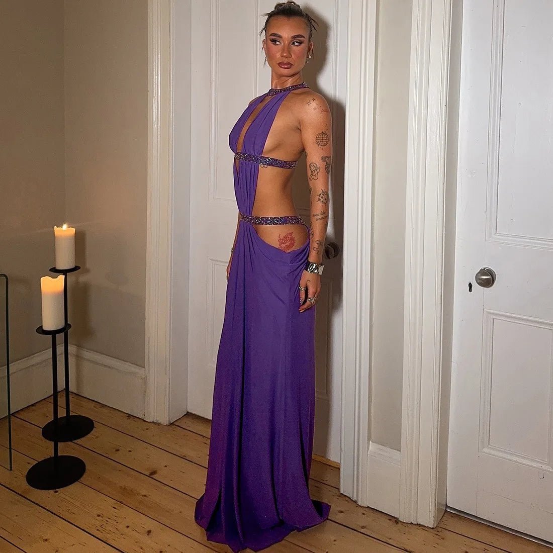 SOKYND Nicole Halter Maxi Dress DressSOKYND-646103-PUR-S-73783PurpleS