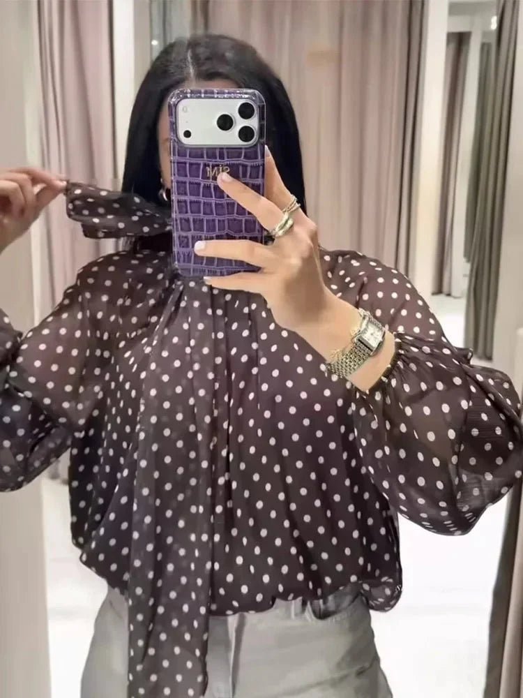 SOKYND Nyla High Collar Polka Dot Blouse TopsSOKYND-895575-WHI-L-91959WhiteL