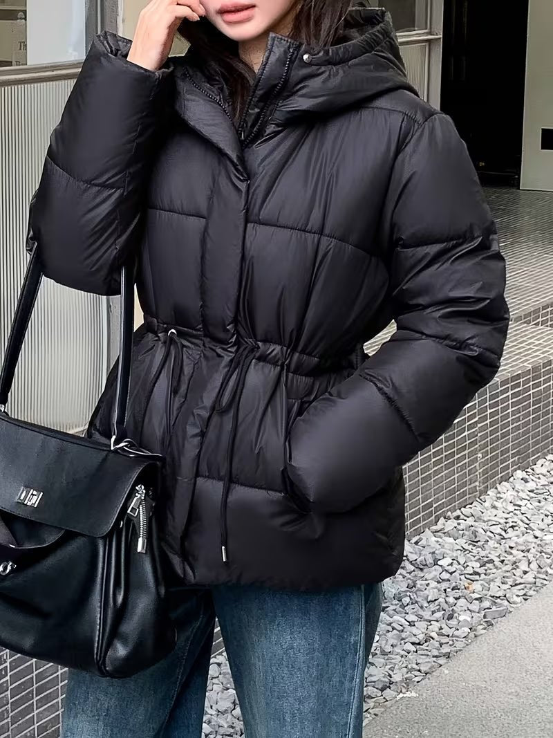 SOKYND Olivia Oversized Drawstring Waist Puffer Jacket JacketBlackS