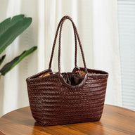 Petra Handwoven Faux Leather Tote Bag