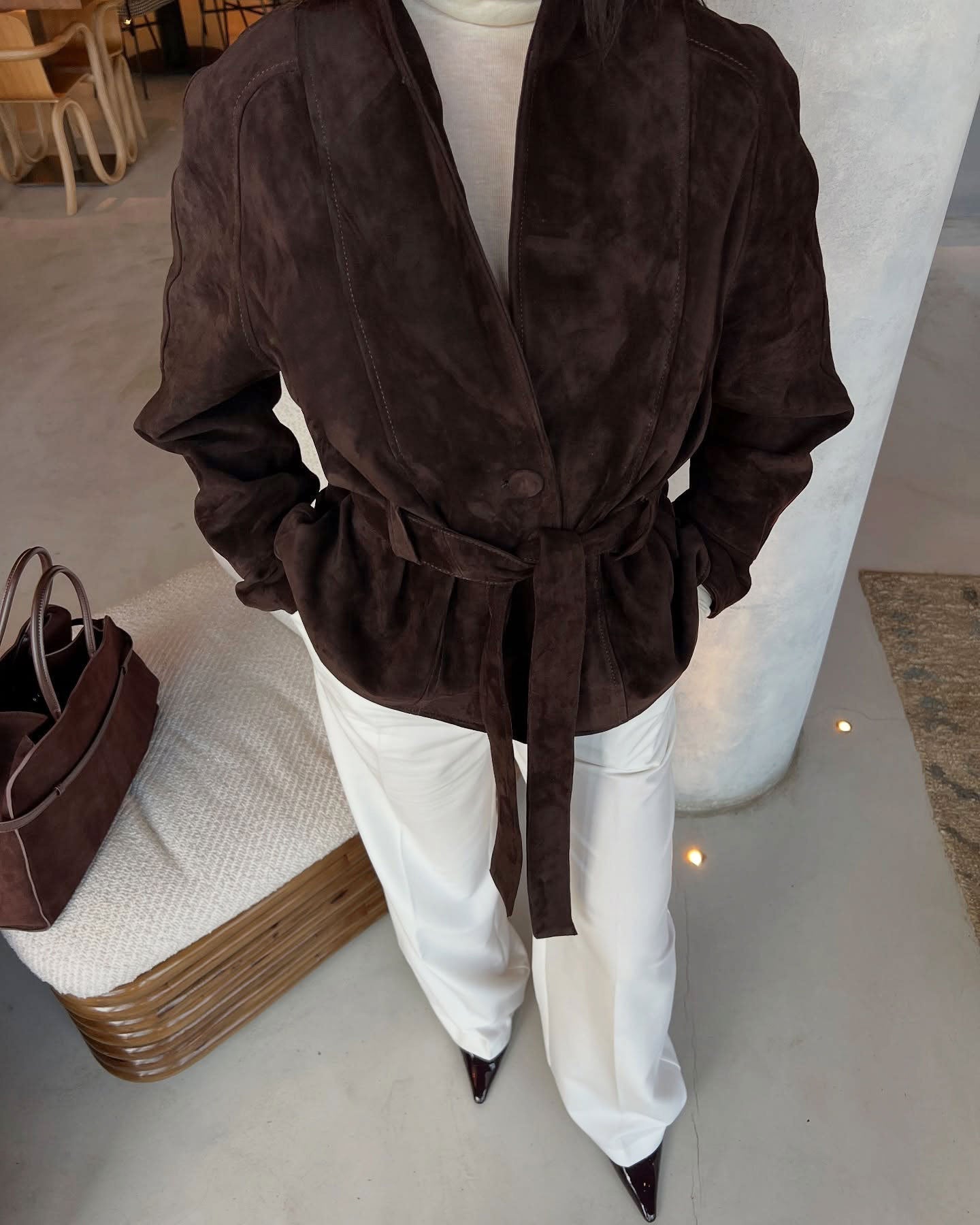 SOKYND Rebecca Belted Suede Trench Coat CoatSOKYND-557271-BRO-L-29847BrownL