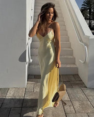 Reina Satin Backless Maxi Dress