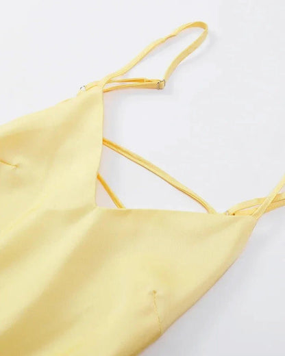 SOKYND Reina Satin Backless Maxi Dress DressYellowXS