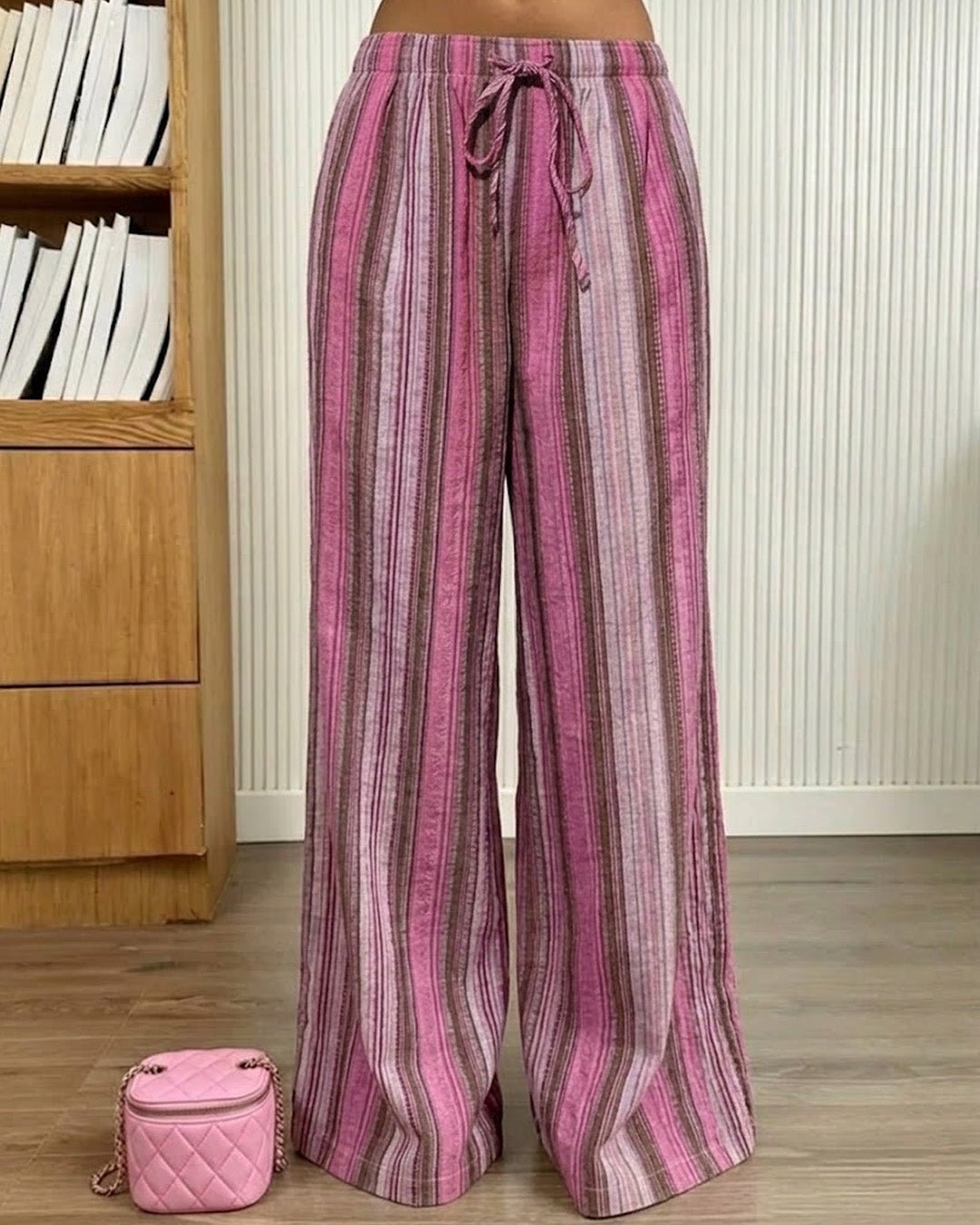 SOKYND Ruth Wide-Leg Striped Pants PantsSOKYND-805399-PIN-M-30295PinkM