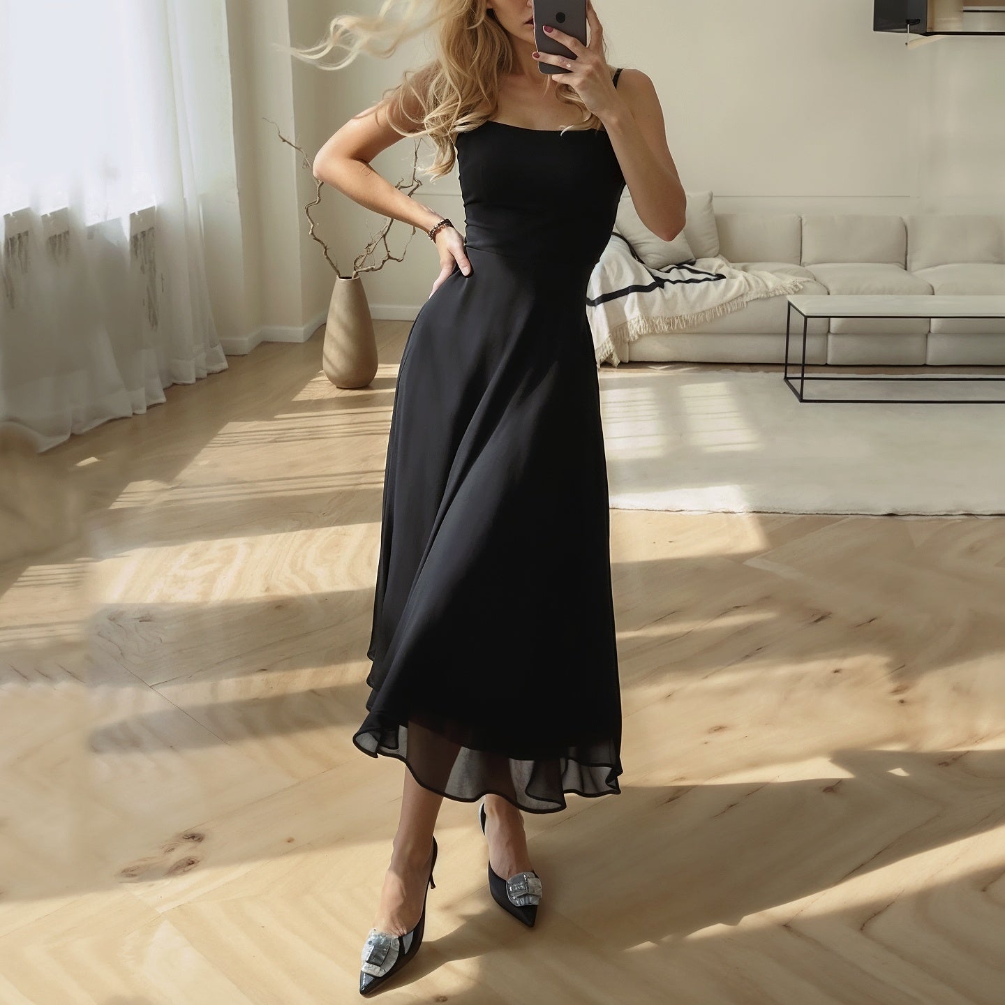 SOKYND Seraphina Sleeveless Midi Dress DressBlackXS