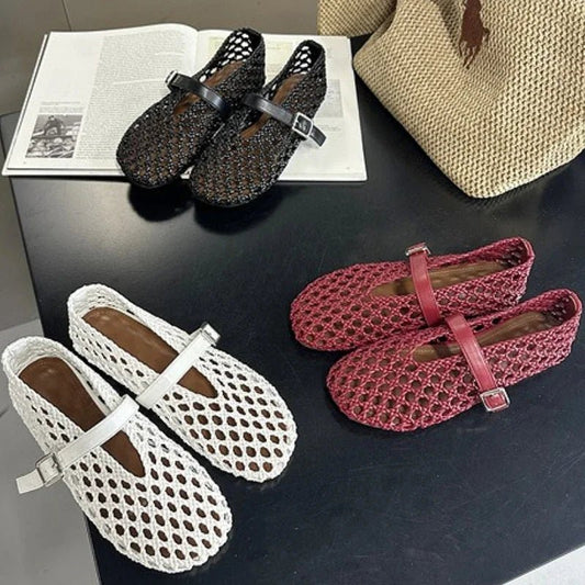 SOKYND Sophia Woven Mesh Flat Sandals ShoesSOKYND-013399-WHI-35-33687White35