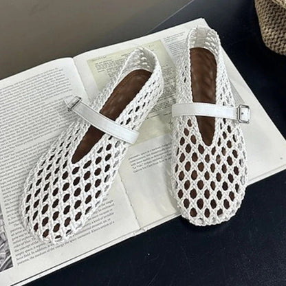 SOKYND Sophia Woven Mesh Flat Sandals ShoesWhite35