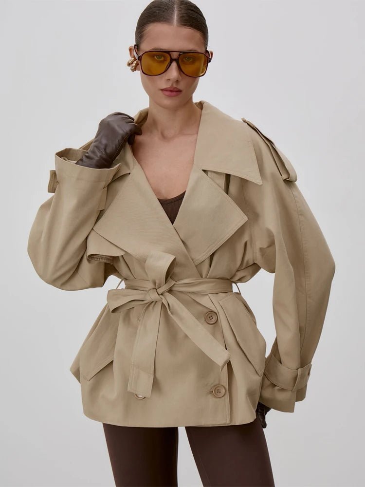SOKYND Sophie Lace Up Stand Collar Trenchcoat Coats & JacketsMB1774219786679258730BeigeM
