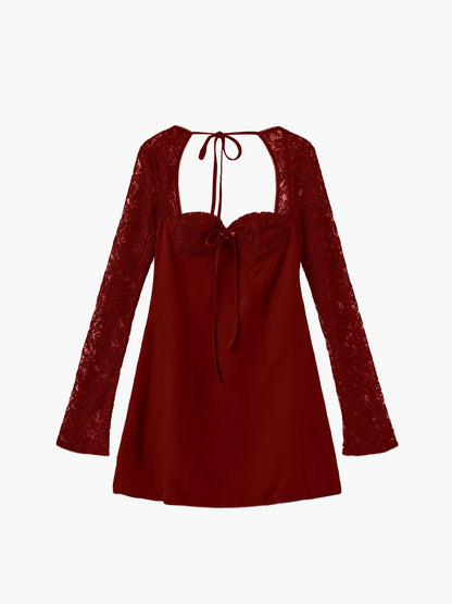 SOKYND Sylva Mini Dress with Lace Details DressRedXS