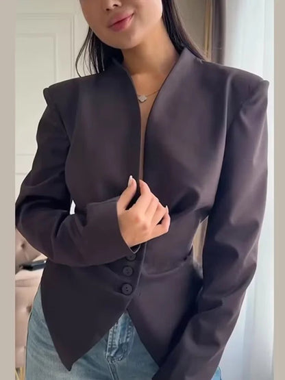 SOKYND Tanya Structured Shoulder Cinched Blazer Coats & Jacketsax1772777205899919002BrownS