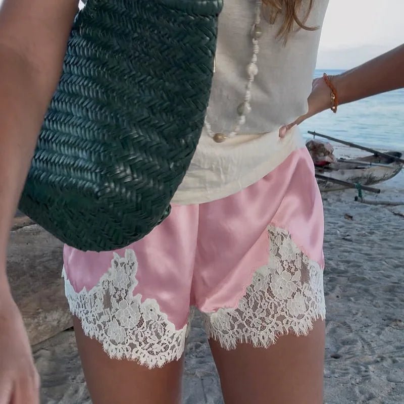 SOKYND Vivian Satin Lace Shorts BottomsvA1772777205915659758BlueS