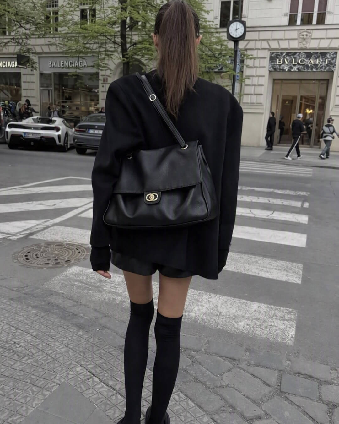 SOKYND Zoe Buckle Flap Shoulder Bag BagSOKYND-674839-BLA-36-22039Black36×24×11 cm