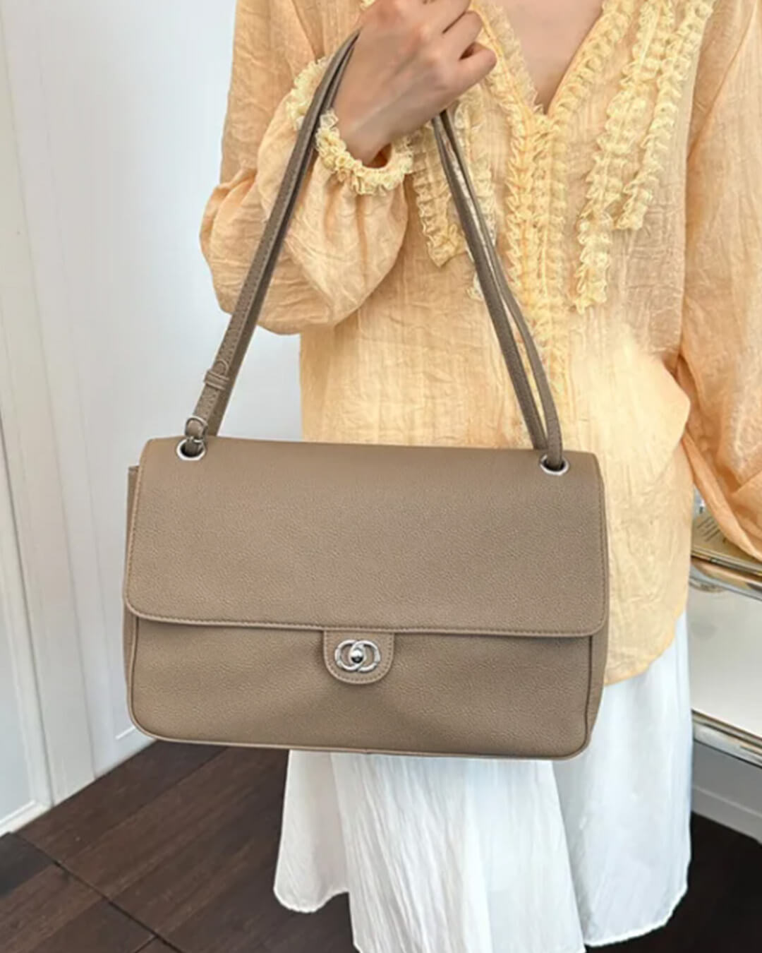 SOKYND Zoe Buckle Flap Shoulder Bag BagSOKYND-674839-CRE-36-54807Cream36×24×11 cm