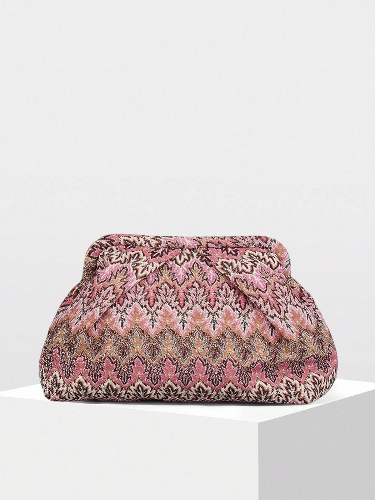 Lena Jacquard Pleated Clutch